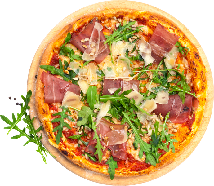 Pizza with Ham and Arugula Cutout